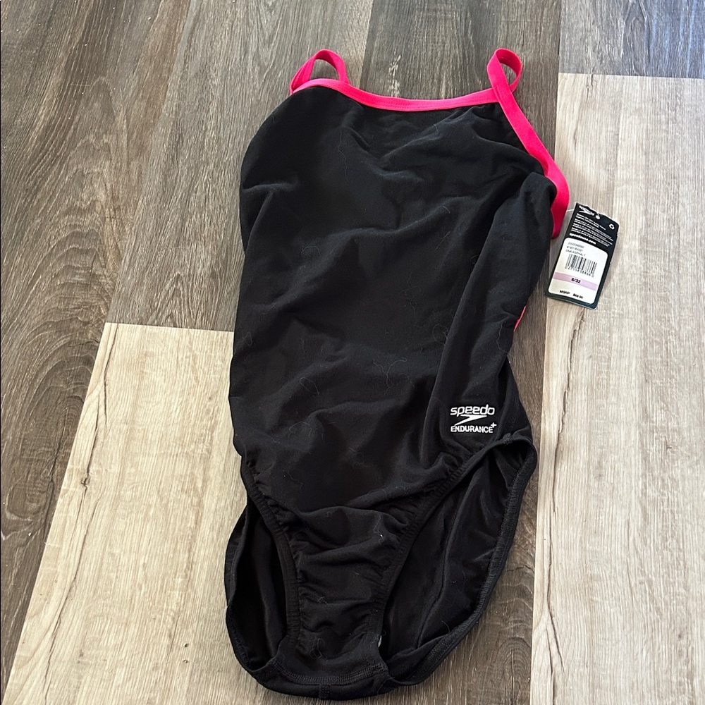 Speedo Women's One Piece Black with Pink Trim